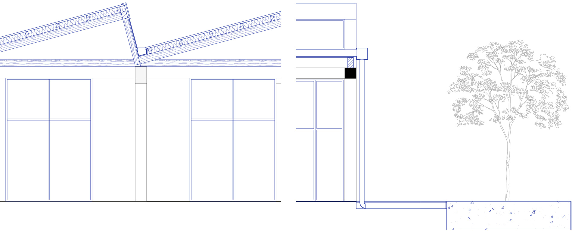 Detail architectural projet halle de marche