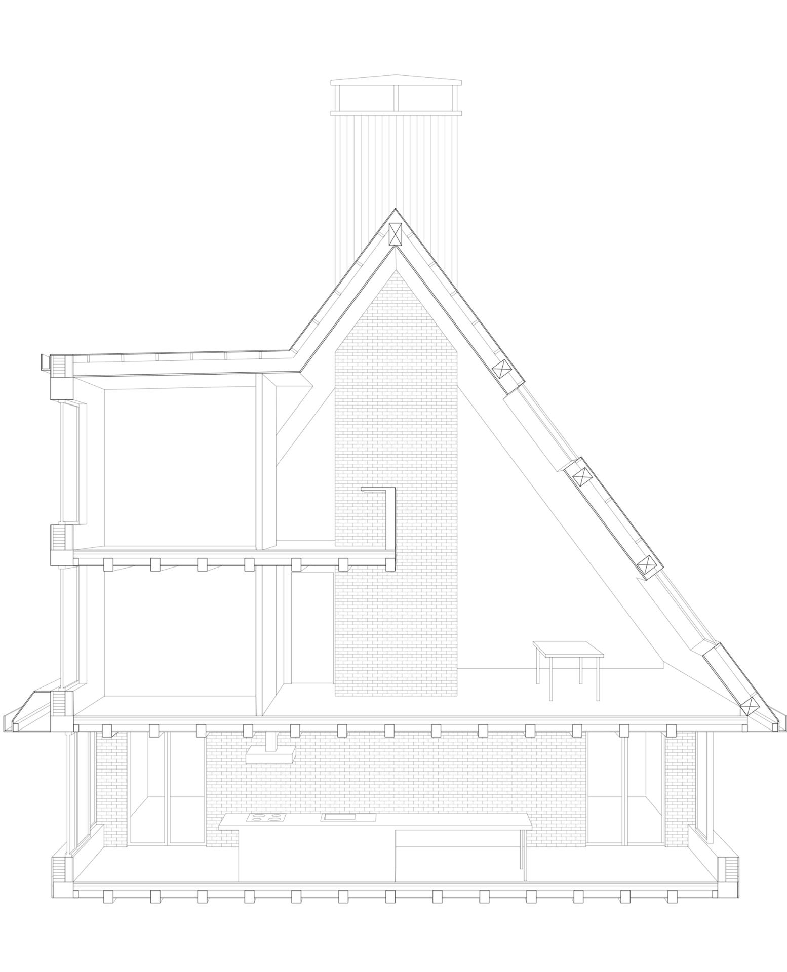 Coupe perspective projet logement