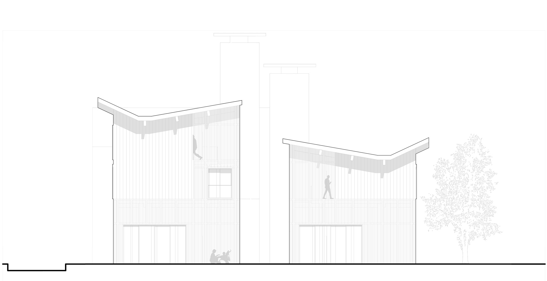 Elevation de projet d'un centre de recherche et de logements à dunkerque