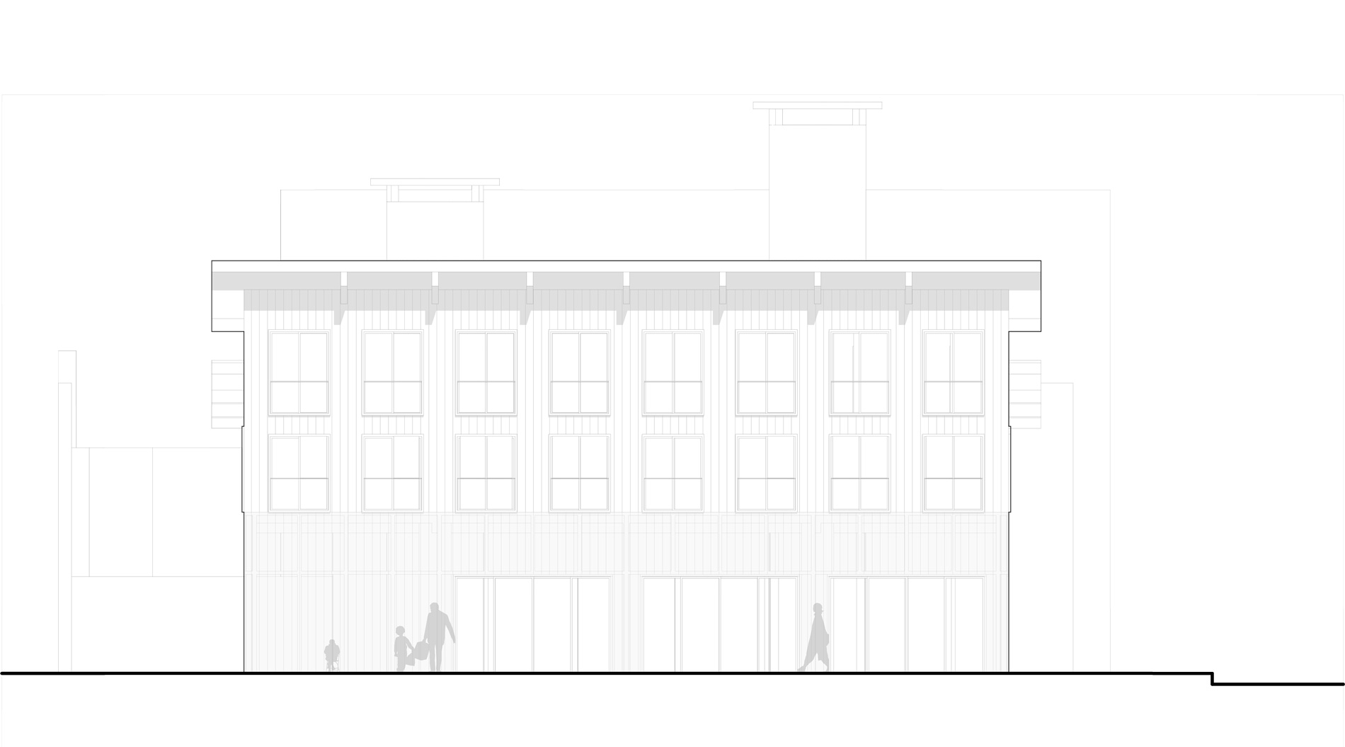 Elevation de projet d'un centre de recherche et de logements à dunkerque