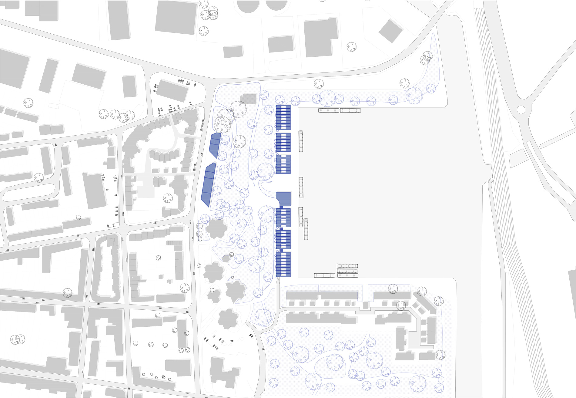 Plan masse projet de logements et parc Dunkerque