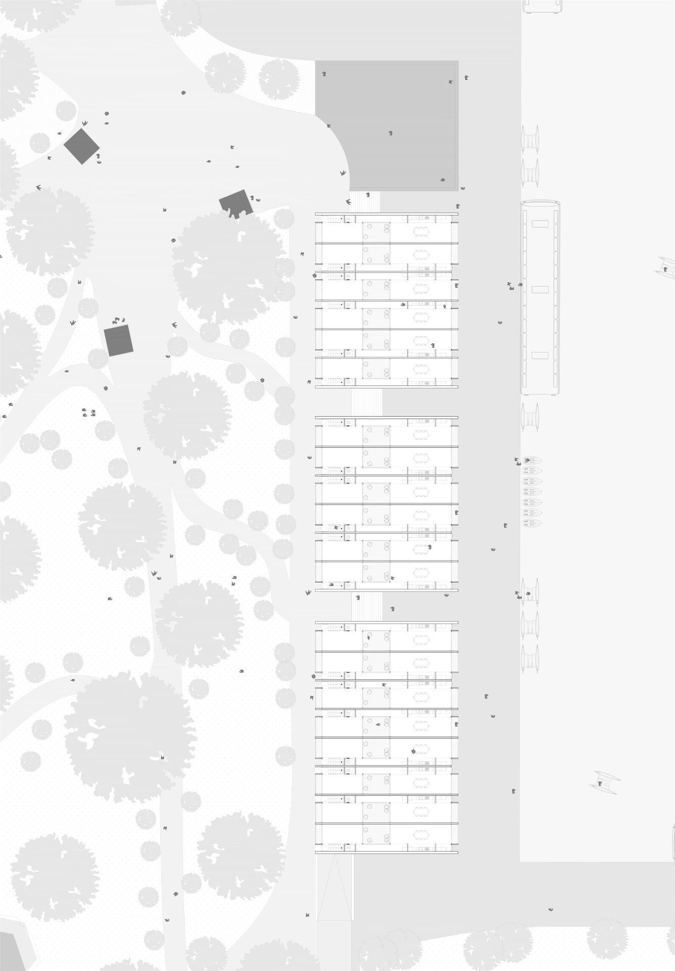 Plan de sol d'un projet de logements et parc Dunkerque