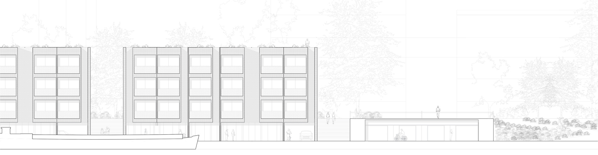 Elevation d'un projet de logements et parc Dunkerque