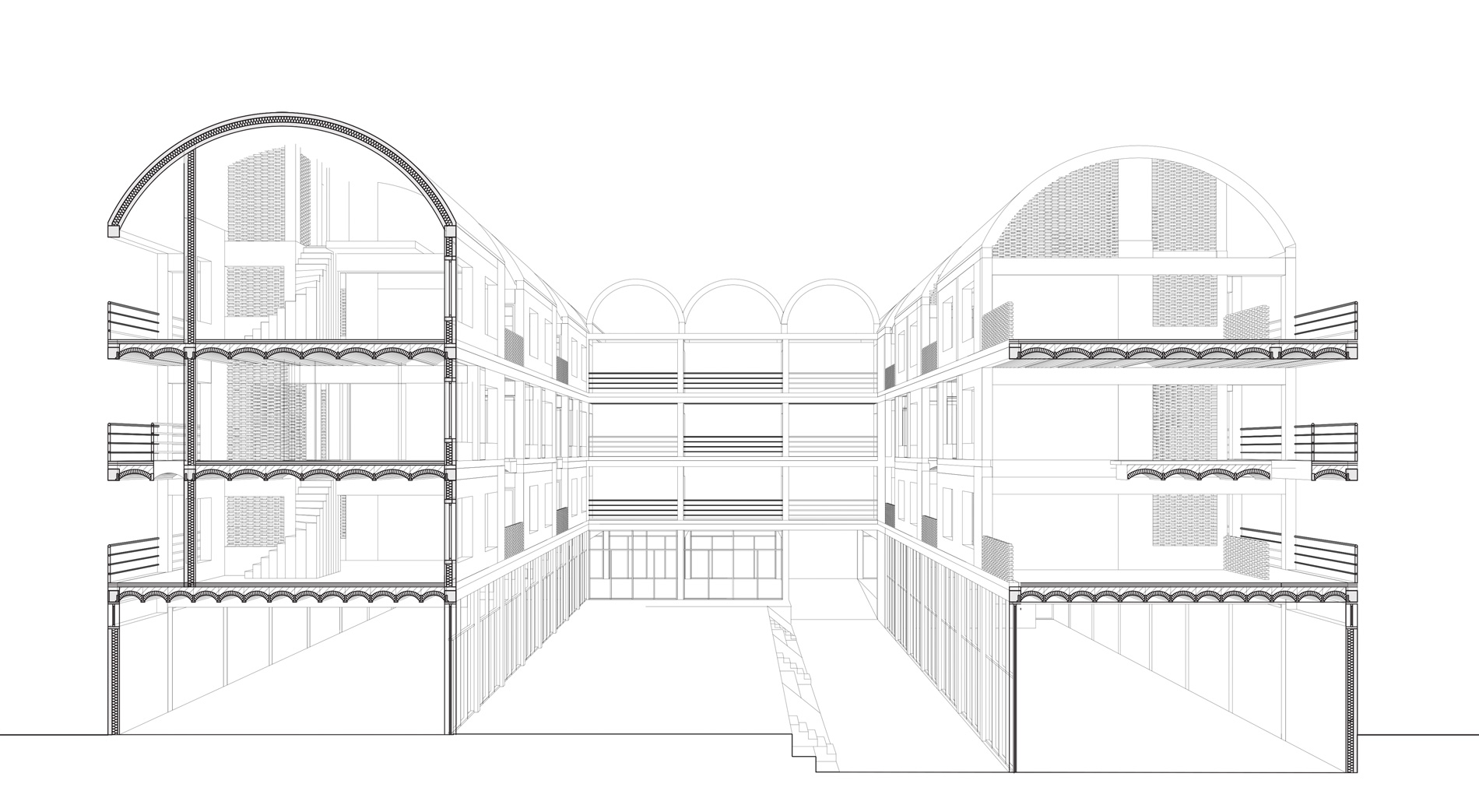 Coupe perspective d'un projet de logements à Dunkerque