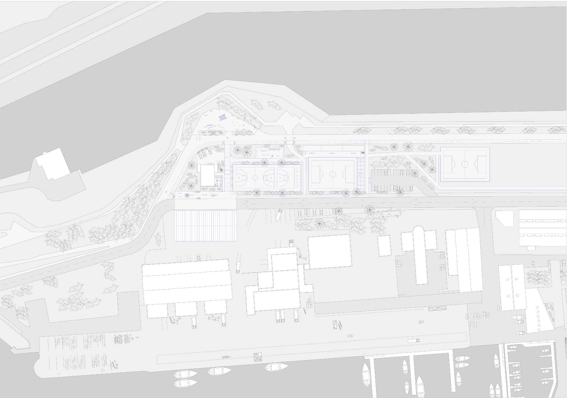 Plan masse d'un projet de halle de vente directe à Dunkerque